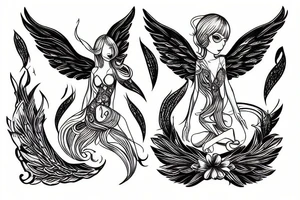 angel, figthing tattoo idea