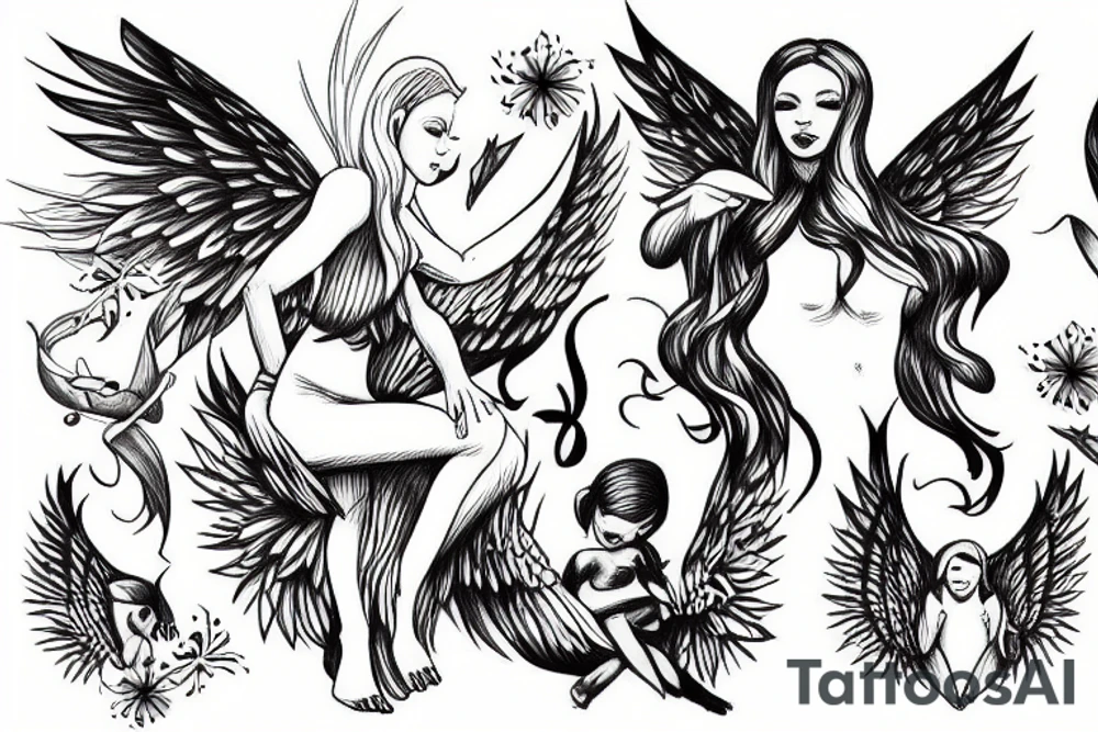 angel, figthing tattoo idea