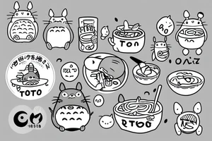 totoro eating a ramen tattoo idea