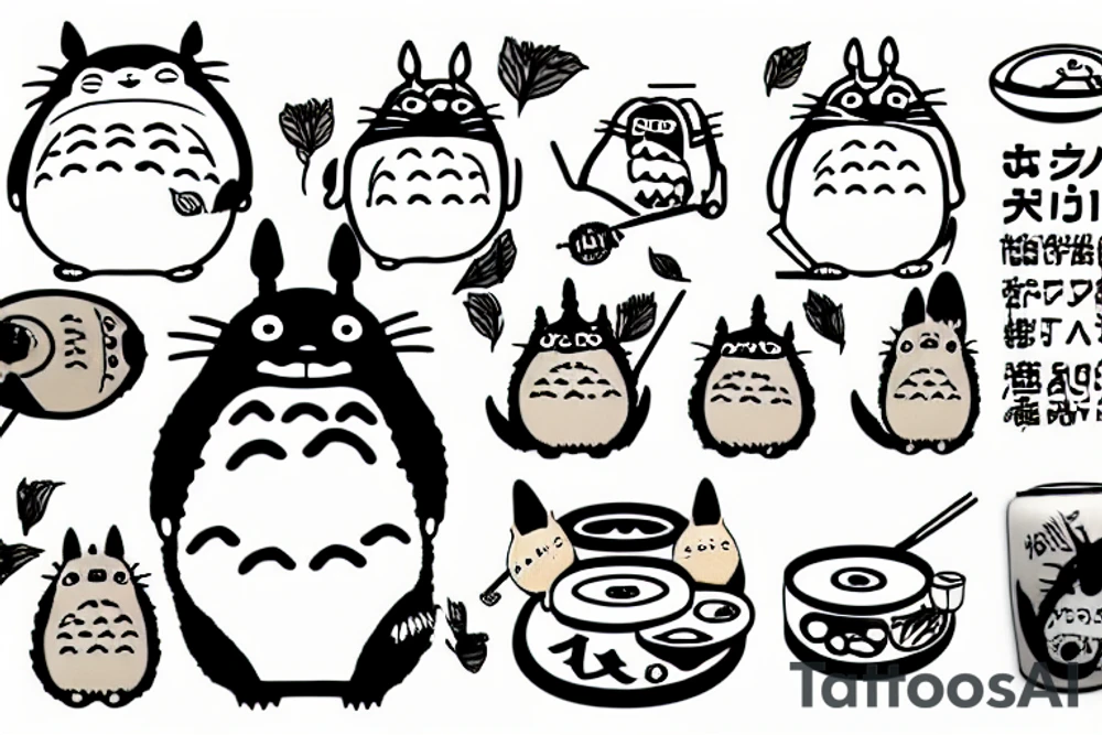 totoro eating a ramen tattoo idea