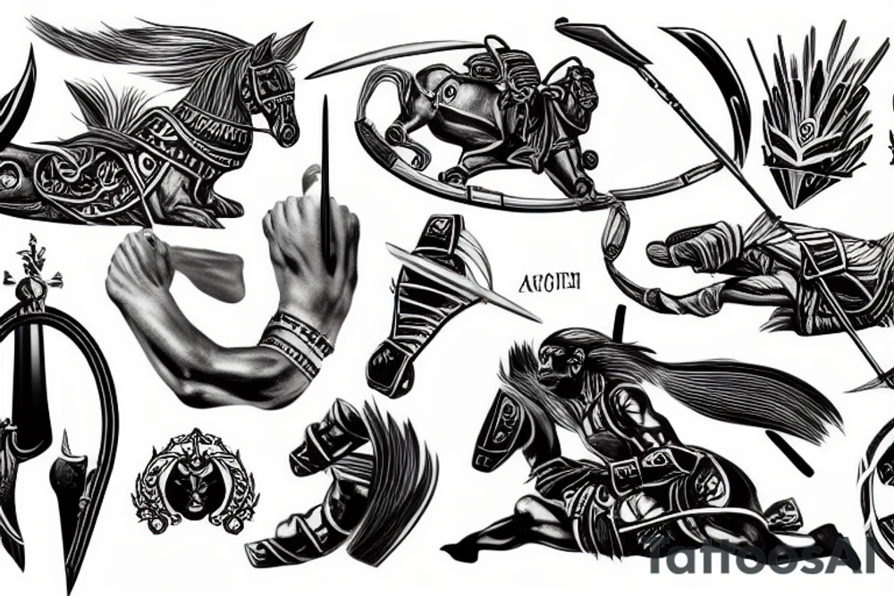 achilles in battle tattoo idea
