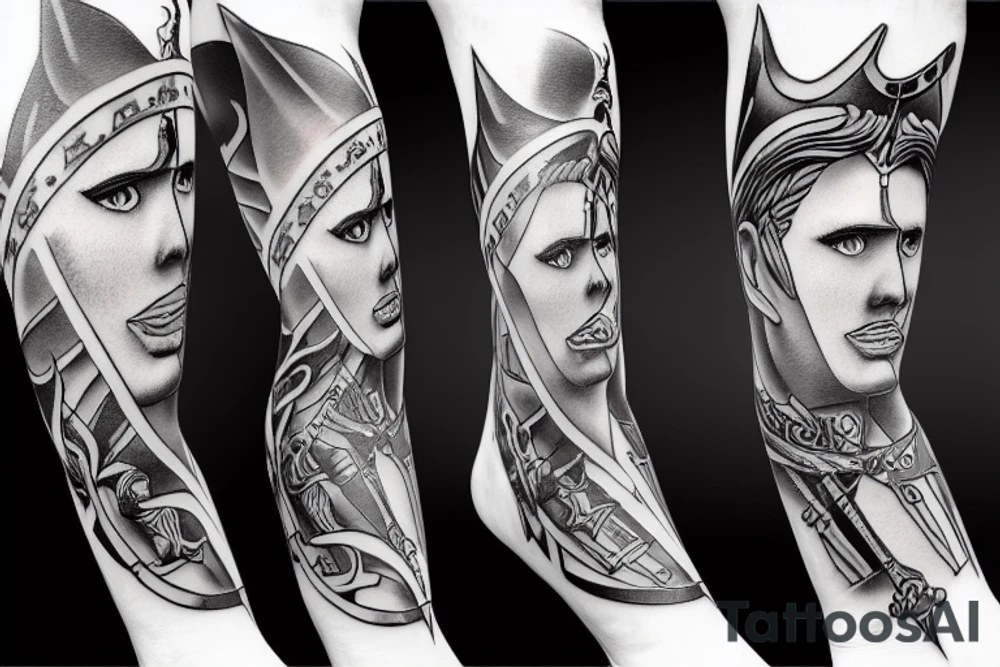 achilles in battle tattoo idea