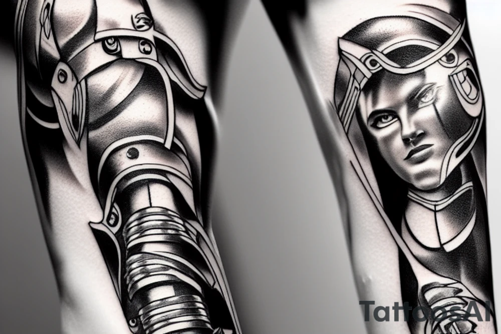 achilles full body in battle tattoo idea