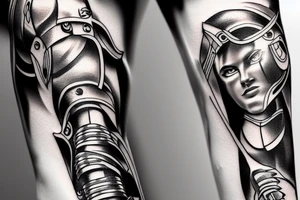 achilles full body in battle tattoo idea