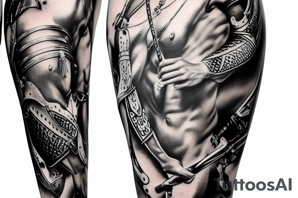 achilles heel full body in battle tattoo idea