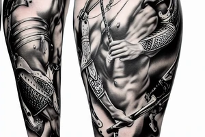 achilles heel full body in battle tattoo idea