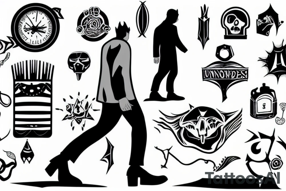 A man walking into the unknown tattoo idea