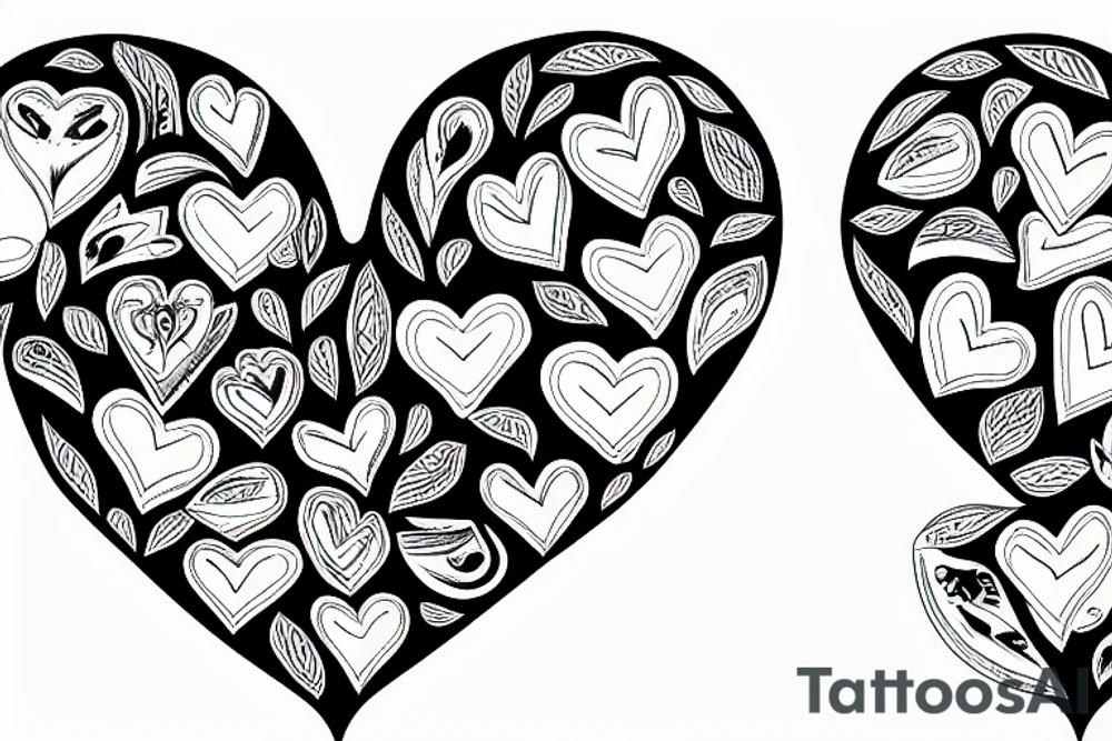 Half heart-half Brain Surrounded by magnolia's tattoo idea
