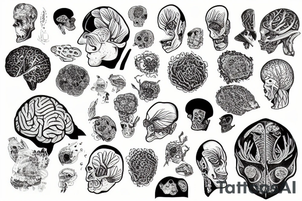 Brain Surrounded by magnolia's tattoo idea