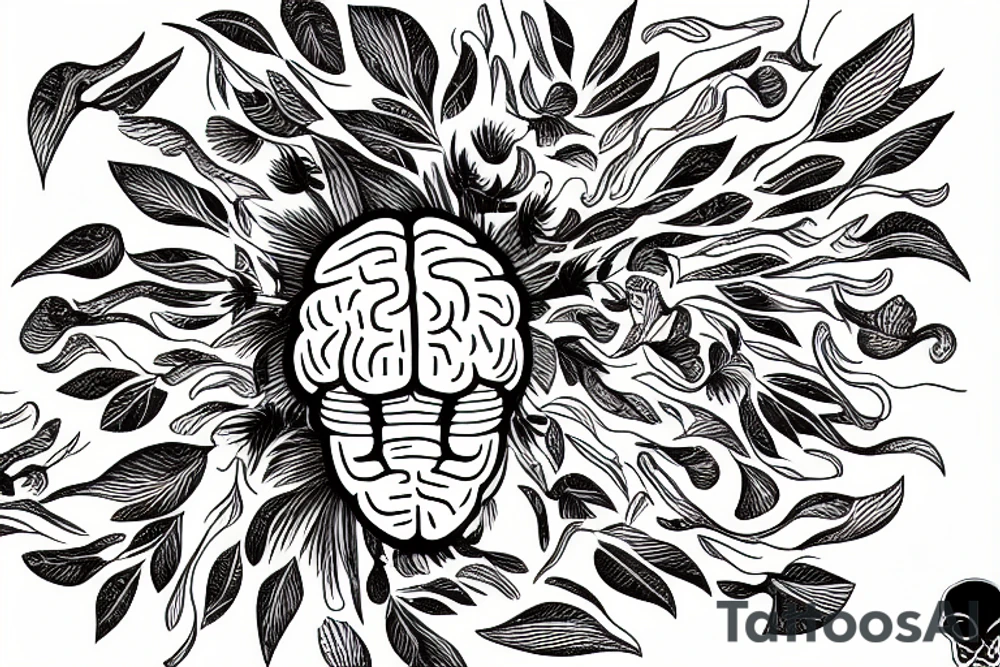Brain Surrounded by magnolia's tattoo idea