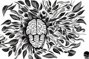 Brain Surrounded by magnolia's tattoo idea