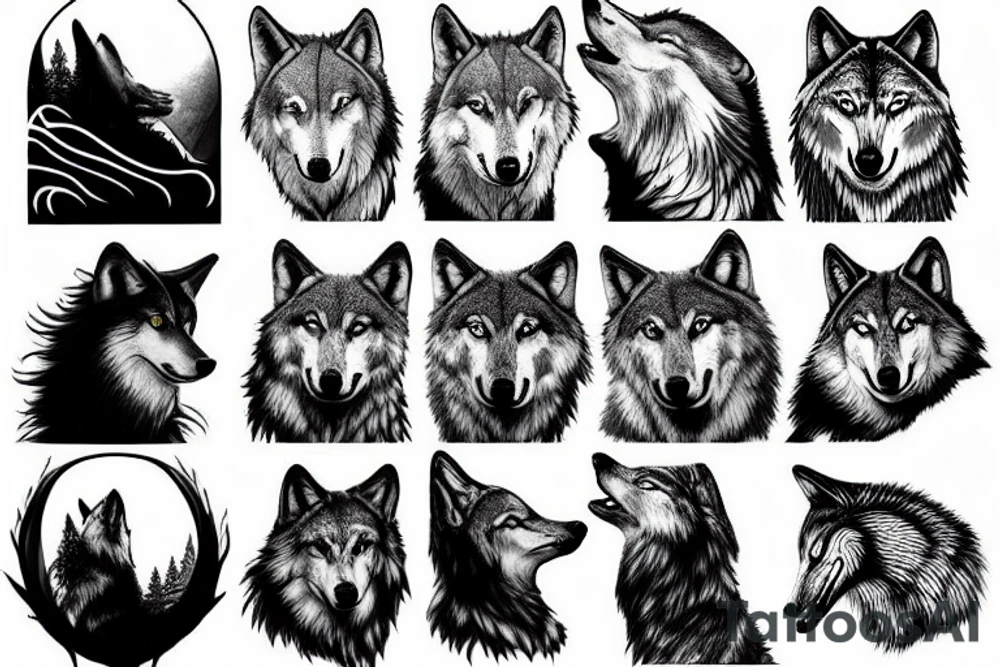Wolf howling tattoo idea