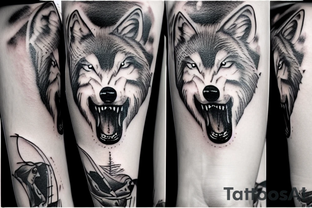 Wolf howling tattoo idea