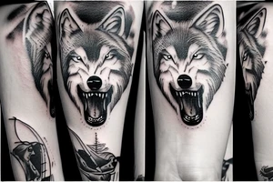 Wolf howling tattoo idea