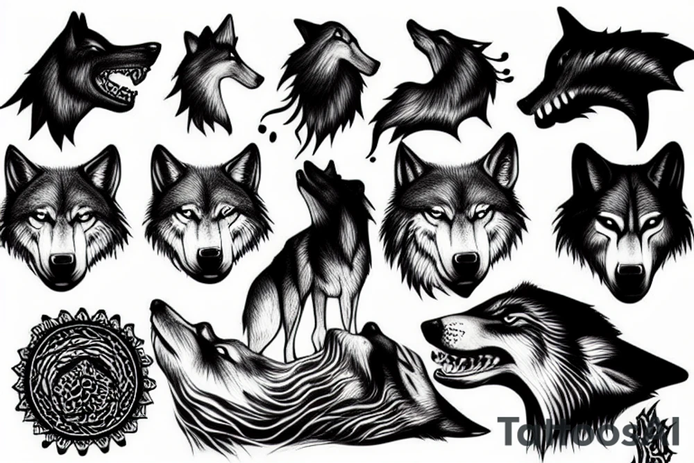 Wolf howling tattoo idea