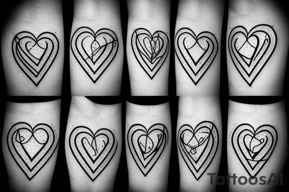 Combination of Heart and Brain in a Diamond frame and a face between tattoo idea
