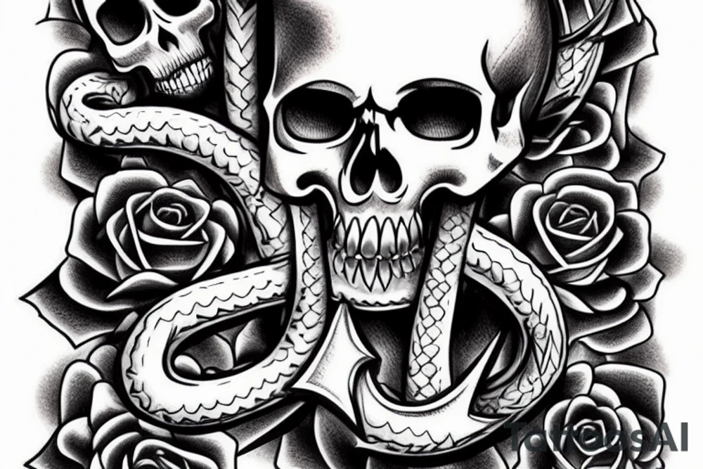 best anchor design with skull tattoo idea