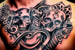 best anchor design with skull tattoo idea