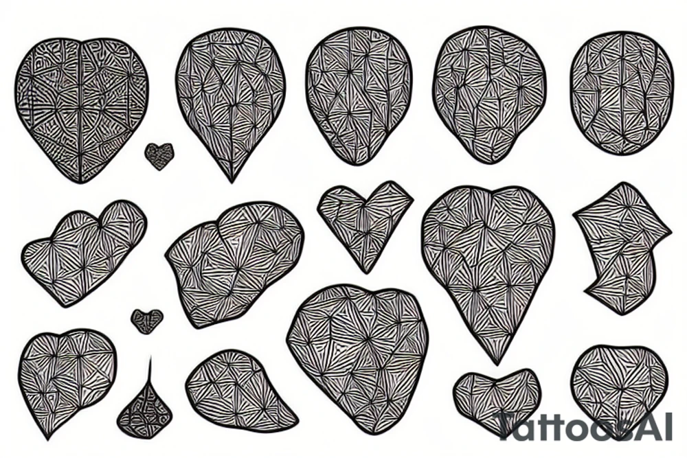 Combination of Heart and Brain in a Diamond frame and a face between tattoo idea
