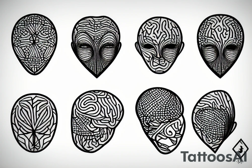 Combination of Heart and Brain in a Diamond frame and a face between tattoo idea