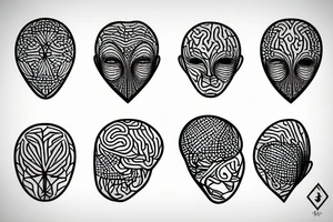 Combination of Heart and Brain in a Diamond frame and a face between tattoo idea