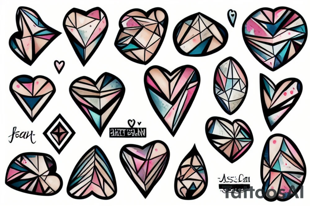 Heart, Brain, Diamond Frame, Face tattoo idea
