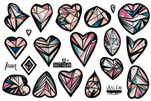 Heart, Brain, Diamond Frame, Face tattoo idea