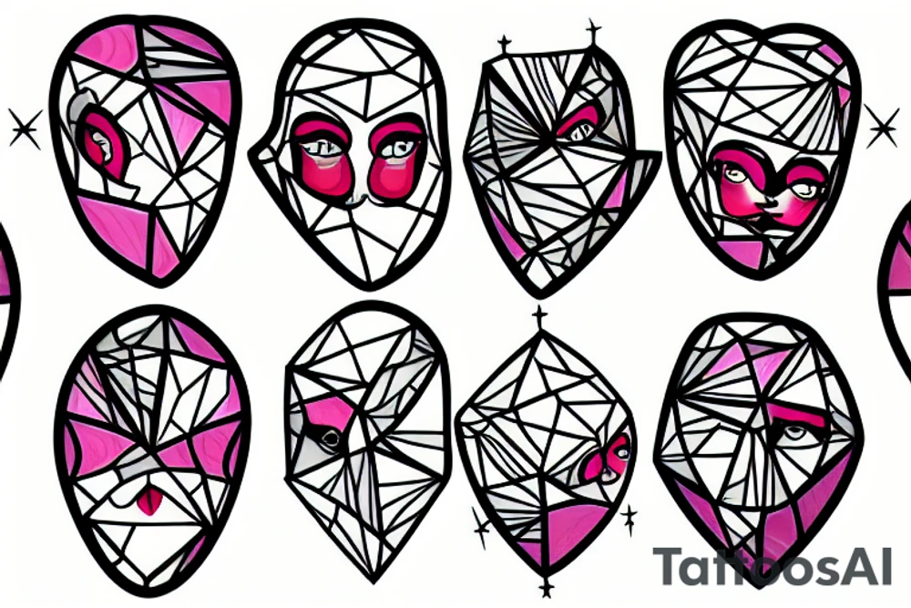 Heart, Brain, Diamond Frame, Face tattoo idea