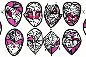 Heart, Brain, Diamond Frame, Face tattoo idea