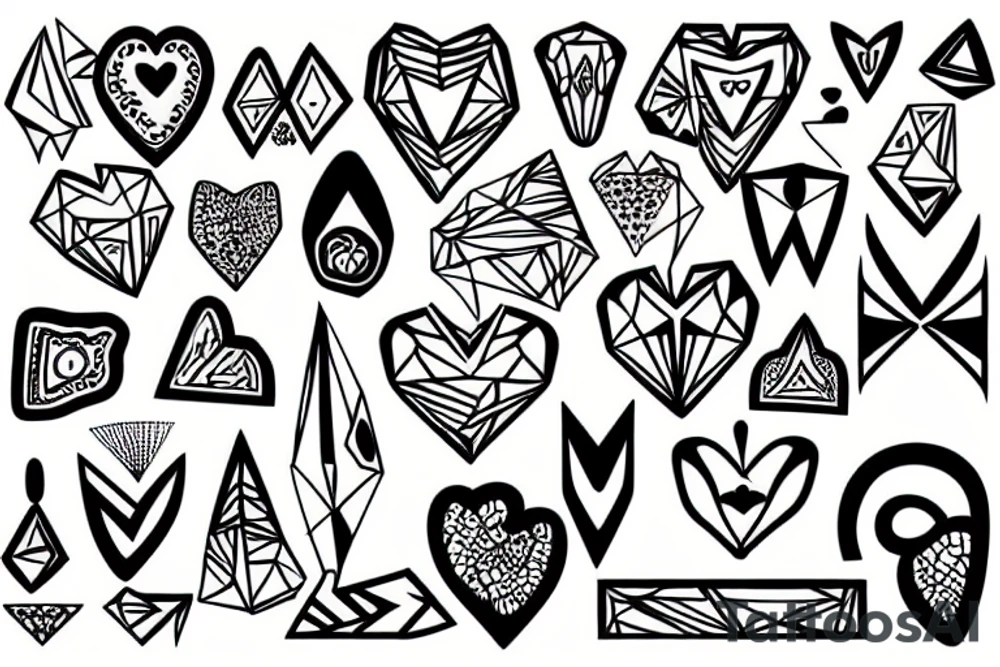 Heart, Brain, Diamond Frame, Face tattoo idea