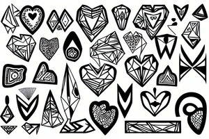 Heart, Brain, Diamond Frame, Face tattoo idea