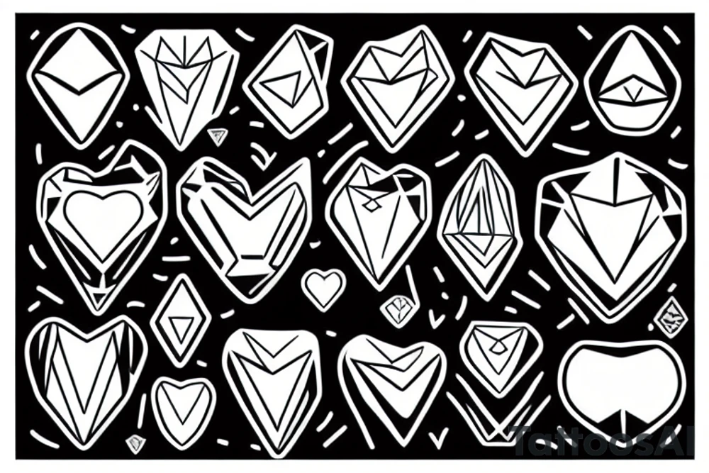 Heart, Brain, Diamond Frame, Face tattoo idea
