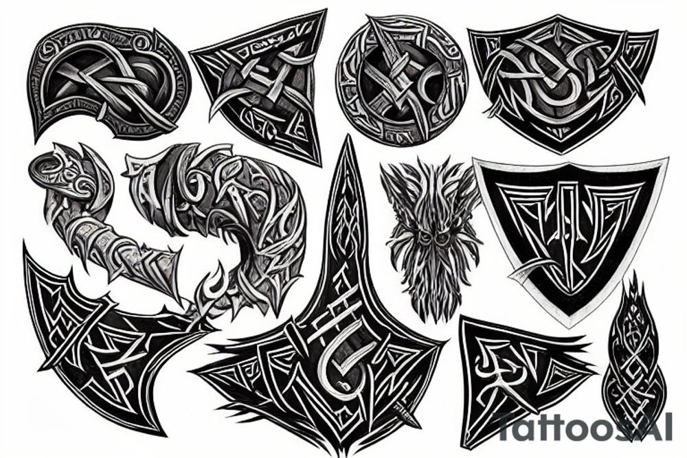 the name veer in norse ruins tattoo idea