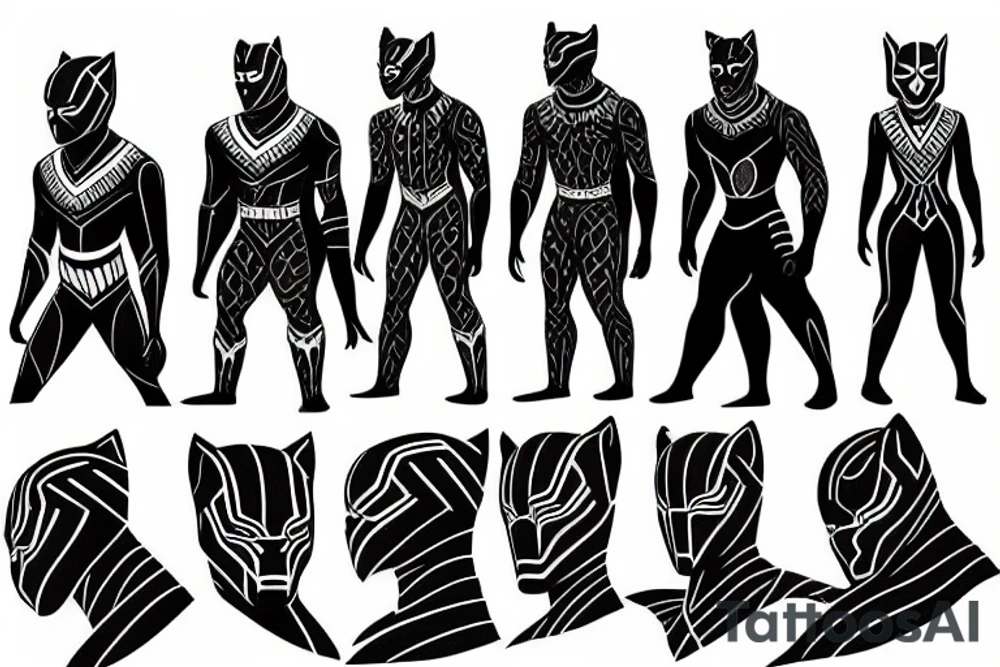 wakanda forever black panther full suit tattoo idea