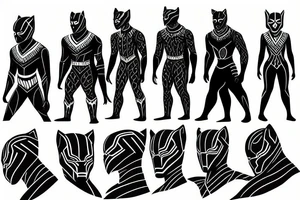 wakanda forever black panther full suit tattoo idea