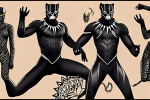 wakanda forever black panther full suit tattoo idea