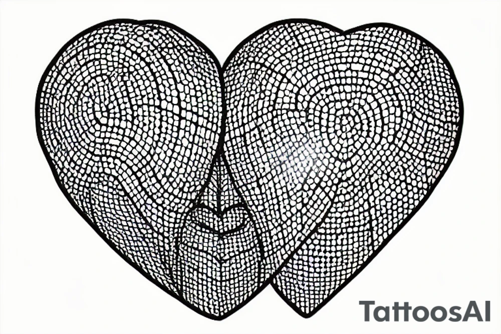 Heart vs. Head in a diamond frame, fine line, dotwork, tattoo idea