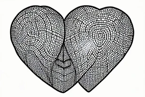 Heart vs. Head in a diamond frame, fine line, dotwork, tattoo idea