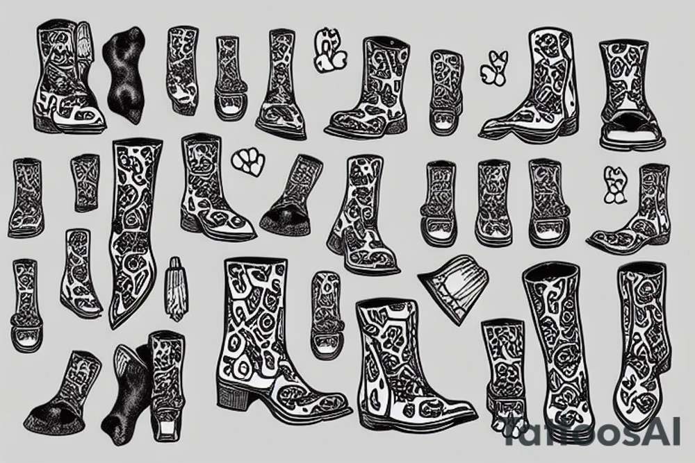 Simple boots with a cat tattoo idea