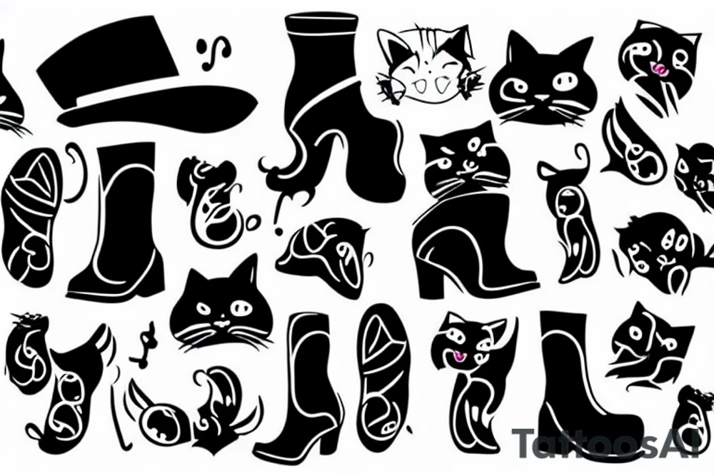 A cat with boots on his ears tattoo idea