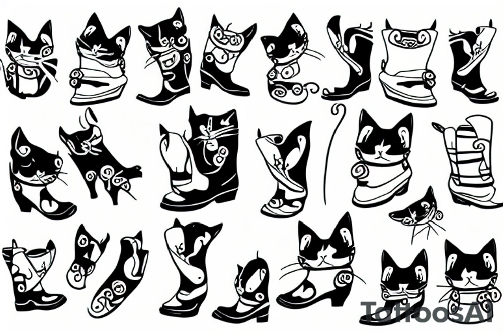 A cat with boots on his ears tattoo idea