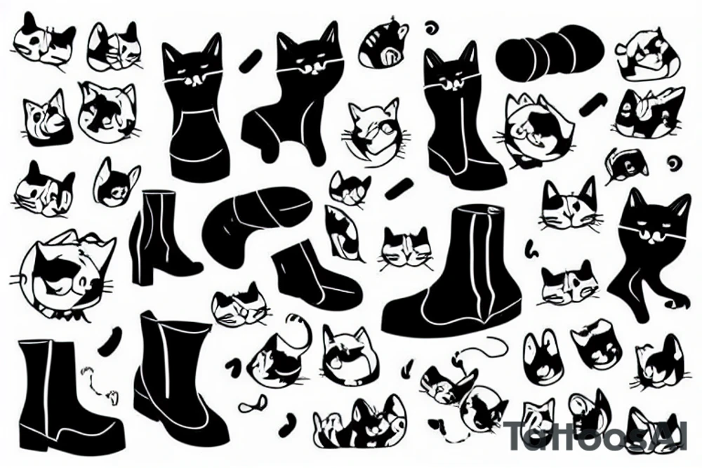 A cat with boots on his ears tattoo idea