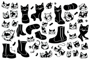 A cat with boots on his ears tattoo idea