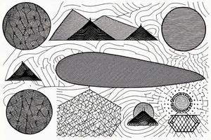 landscape with a Tent, geometric, longboard, water tattoo idea