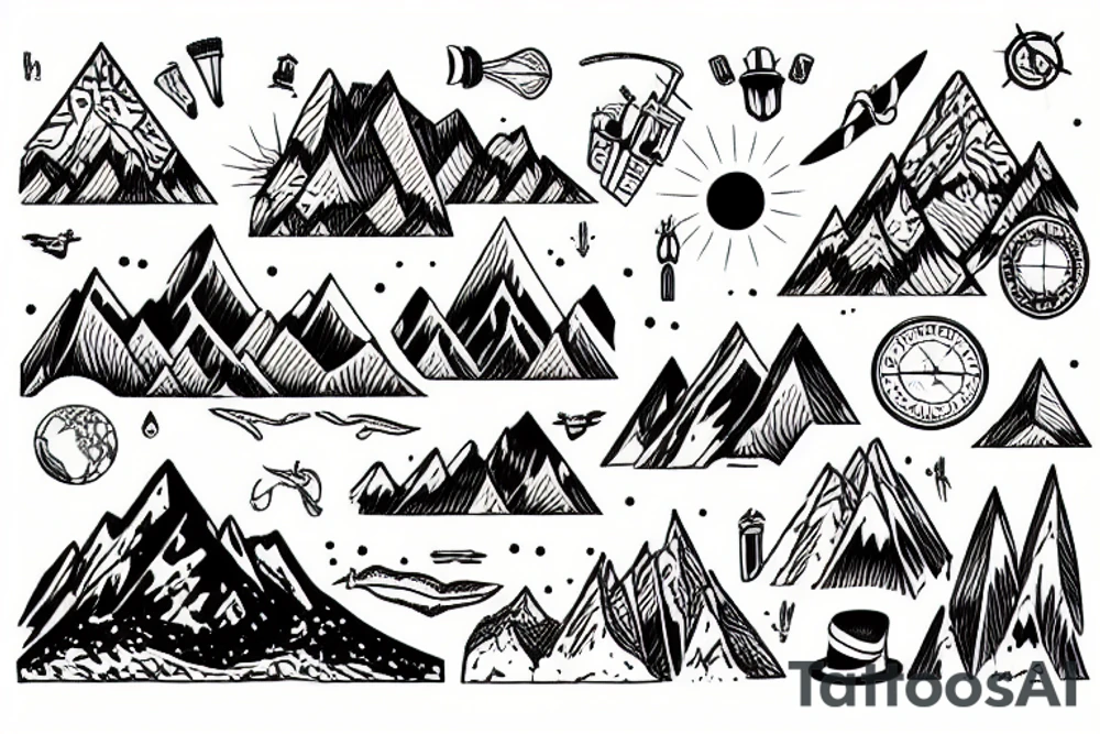 travel in mountains tattoo idea