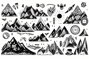 travel in mountains tattoo idea
