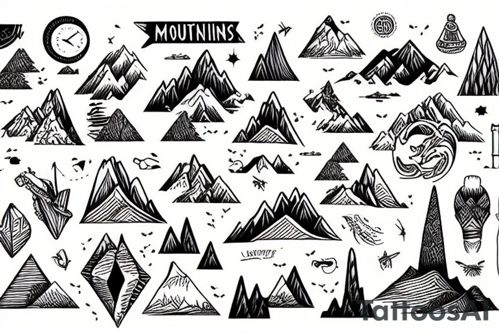 travel in mountains tattoo idea
