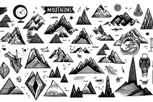 travel in mountains tattoo idea