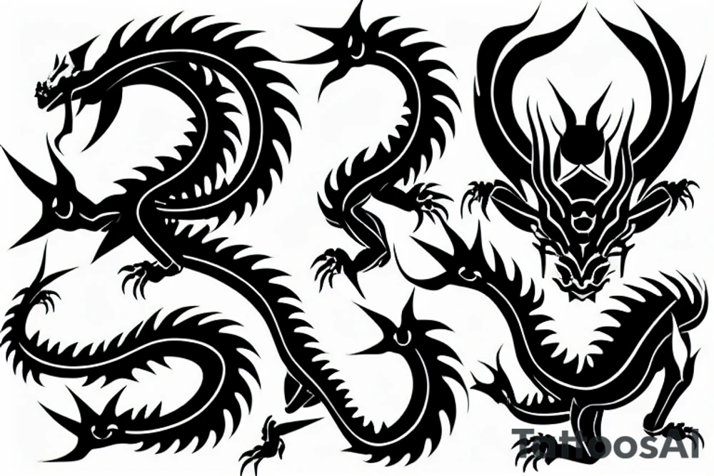 Bionic japanese dragon tattoo idea