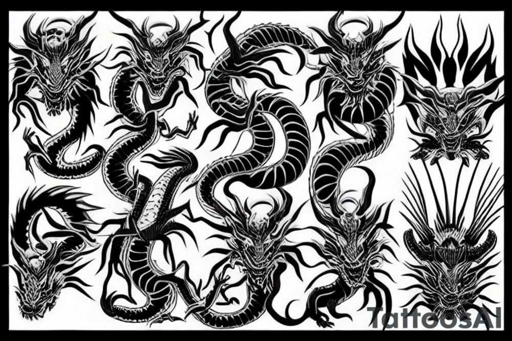 Bionic japanese dragon tattoo idea